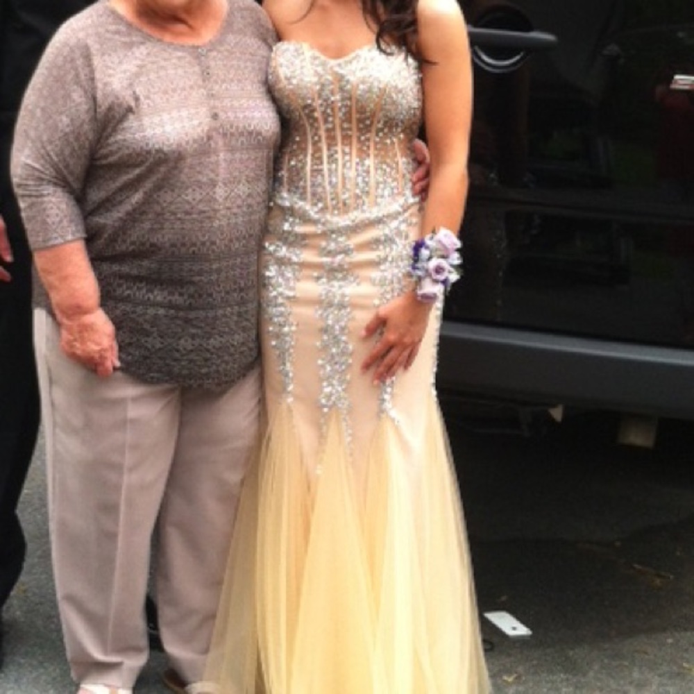 Beautiful Beaded Mermaid Champagne Prom Dress